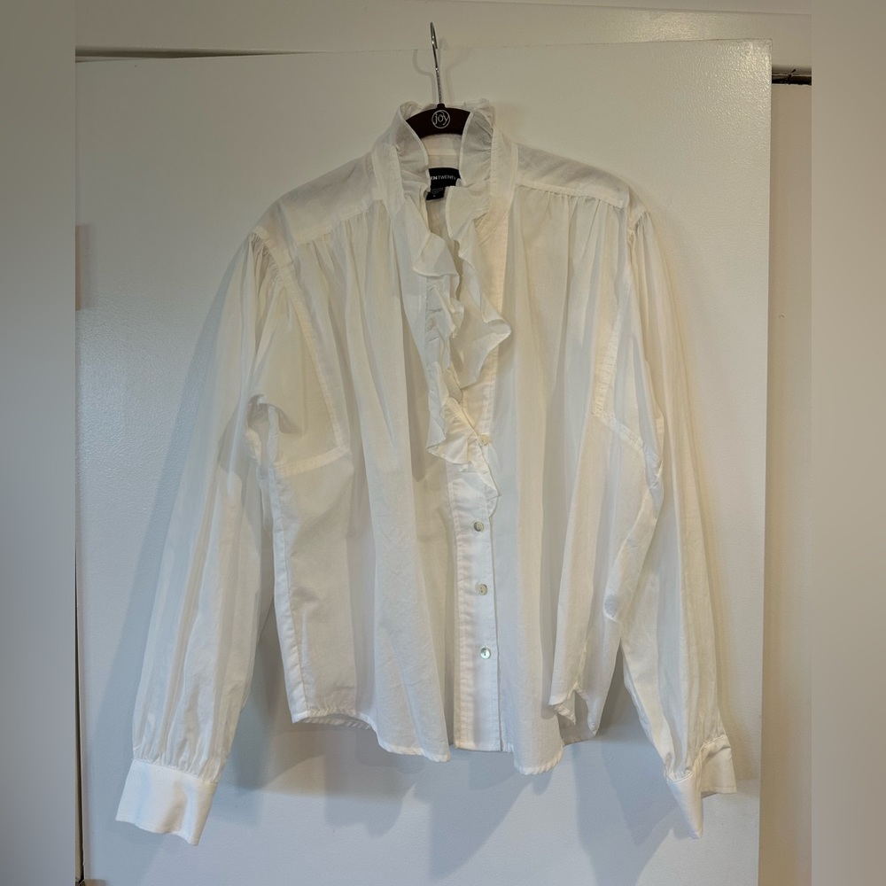 Ruffle Collar Button Up Shirt by Fifteen Twenty